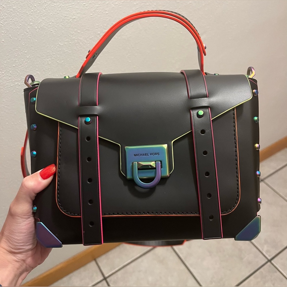 Michael Kors black leather satchel